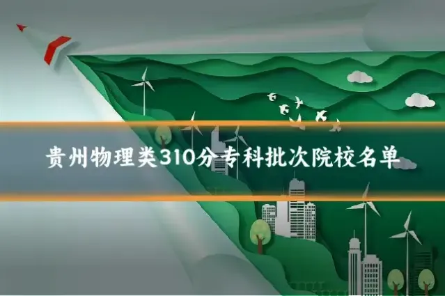 贵州物理类310分专科批次院校名单