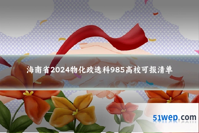 海南省2024物化政选科985高校可报清单