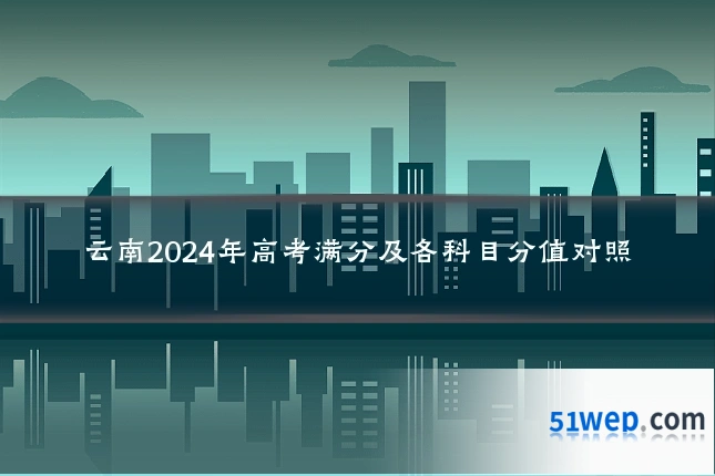 云南2024年高考满分及各科目分值对照